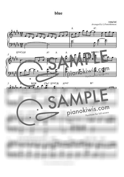 Score > blue / Jazz Piano ver. - yung kai by 피아노모먼트 PianoMoment Sheet music image-0