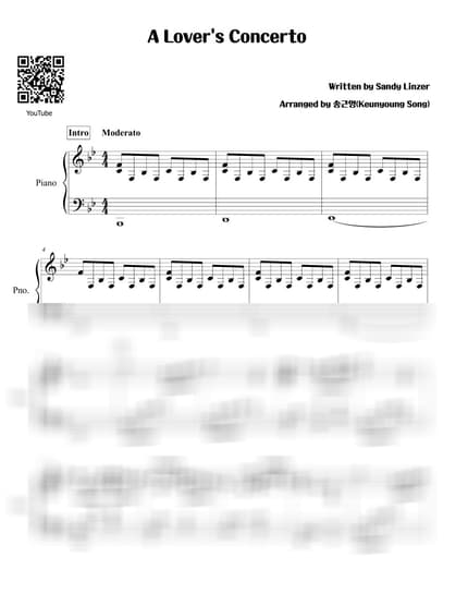 악보 > A Lover's Concerto - Sarah Vaughan · 접속 OST by 피아니스트 송근영 Pianist Keunyoung Song 악보 이미지-0