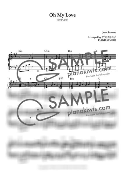 악보 > Oh My Love - John Lennon by 아율뮤직 악보 이미지-0