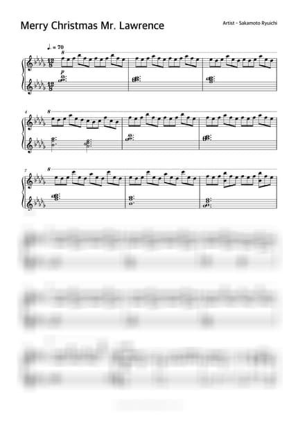 楽譜 > Merry Christmas Mr. Lawrence - 坂本 龍一 · 戦場のクリスマス OST by PianoKiwis 楽譜画像-0