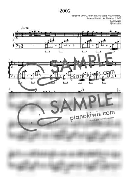 Score > 2002 / Intermediate - Anne Marie by PianoKiwis Sheet music image-0