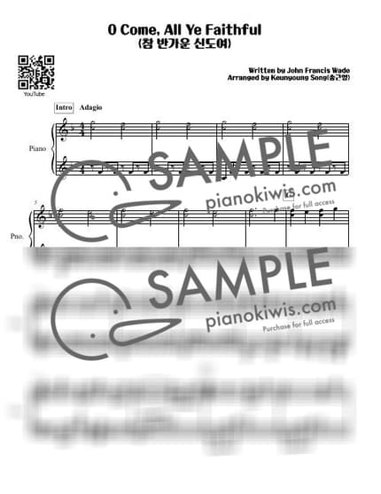 Score > O Come, All Ye Faithful '122장' - Hymns by 피아니스트 송근영 Pianist Keunyoung Song Sheet music image-0