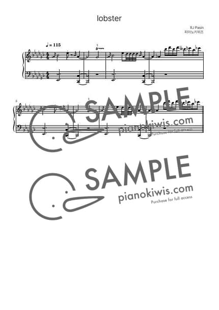 Score > Lobster / 짧은 악보 - RJ Pasin by PianoKiwis Sheet music image-0