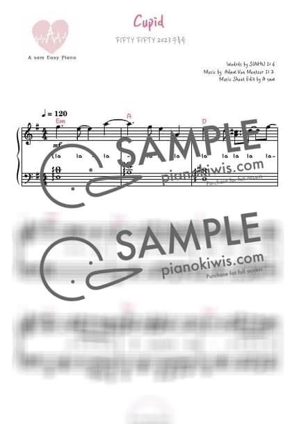 Score > Cupid / NOMAL VER, INST - FIFTY FIFTY by A Sheet music image-0
