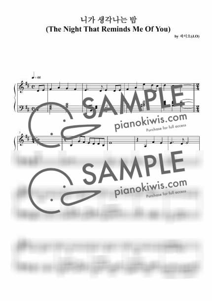 Score > The Night That Reminds Me Of Yo / 뉴에이지 자작곡 - J.O by 제이오 Sheet music image-0
