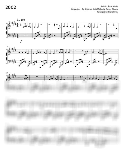 Score > 2002 - Anne Marie by PianoKiwis Sheet music image-0