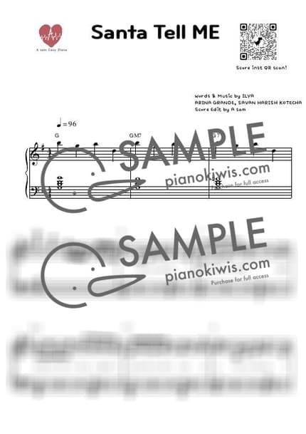 악보 > Santa Tell Me / 쉬운버젼,inst QR - Ariana Grande · 캐롤 by 에이쌤 악보 이미지-0