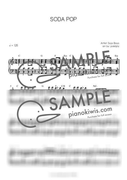 악보 > Soda Pop / 쉬운 왼손 반주 - 사자 보이즈 · 케이팝 데몬 헌터스 OST by 주키플리(jookiiply) 악보 이미지-0