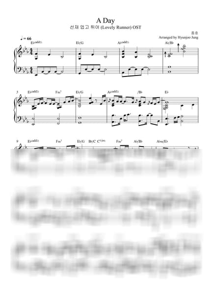 Score > A Day - JONGHO · Lovely Runner OST by Hyunjoo Jung Sheet music image-0