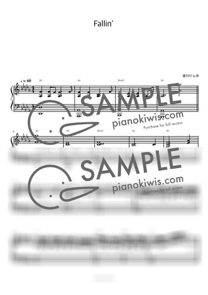 악보 > Fallin' / 피아노 반주 - 홍이삭 · 눈물의 여왕 OST by 피아노정류장 악보 이미지-0