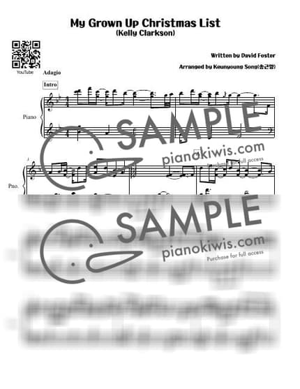 악보 > My Grown Up Christmas List - David Foster · 캐롤 by 피아니스트 송근영 Pianist Keunyoung Song 악보 이미지-0