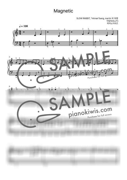 악보 > Magnetic / 초급 - 아일릿 by 피아노키위즈 악보 이미지-0