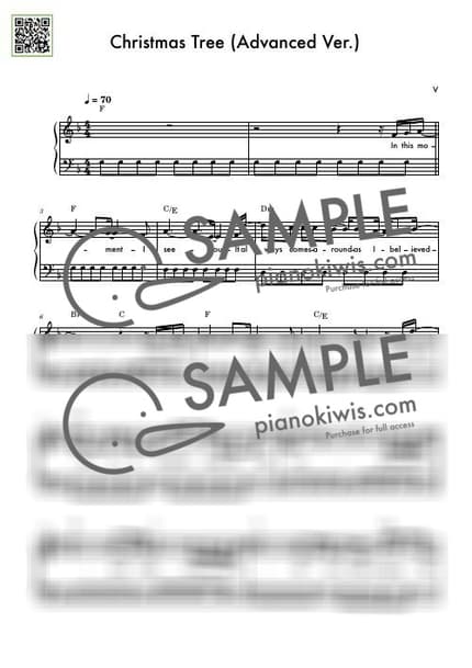 악보 > Christmas Tree / 중급버전 - 뷔 (V) · 그 해 우리는 OST by 듣다뮤직 DEUTDAMUSIC 악보 이미지-0