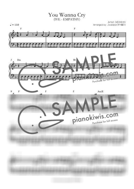 Score > You Wanna Cry / F key - IVE by 주키플리(jookiiply) Sheet music image-0