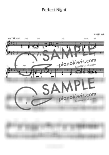 Score > Perfect Night / 피아노 반주 - LE SSERAFIM by 피아노정류장 Sheet music image-0