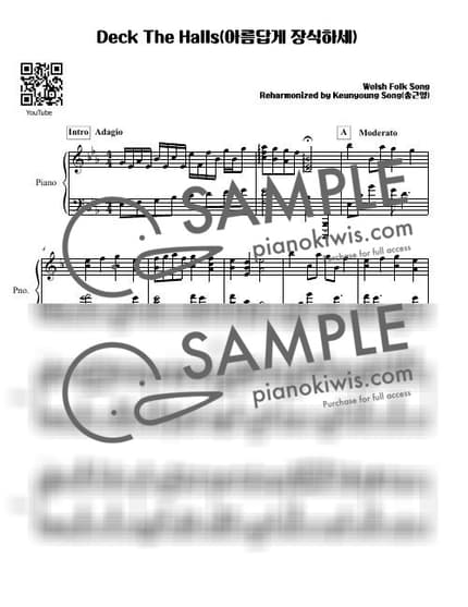 악보 > 아름답게 장식하세 (Deck the Halls) - Traditional · 캐롤 by 피아니스트 송근영 Pianist Keunyoung Song 악보 이미지-0