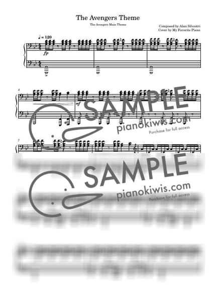 악보 > The Avengers / 중급 악보 - Alan Silvestri · 어벤져스 OST by My Favorite Piano 악보 이미지-0
