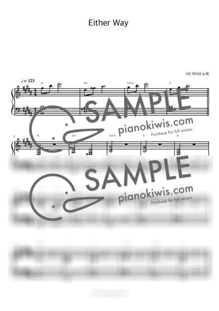 Score > Either Way / 피아노 반주 - IVE by 피아노정류장 Sheet music image-0