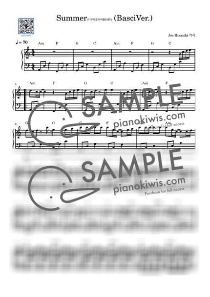 Score > Summer / Easy - Joe Hisaishi · Kikujiro no natsu OST by 듣다뮤직 DEUTDAMUSIC Sheet music image-0