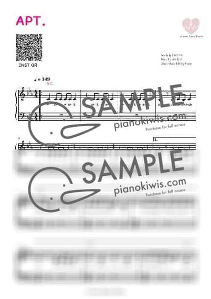 Score > APT. / Original - ROSÉ, Bruno Mars by A Sheet music image-0