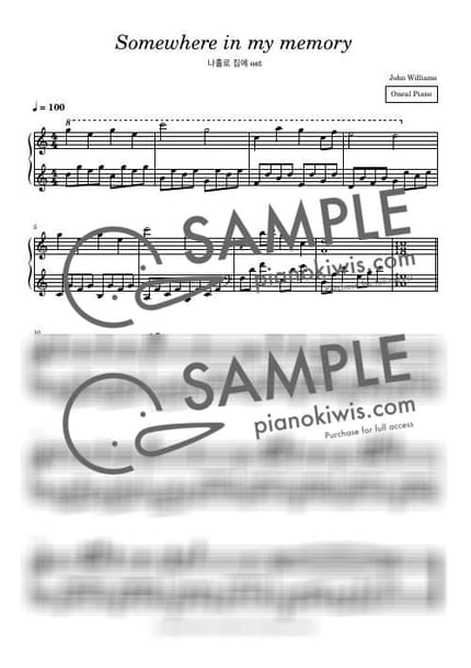 악보 > Somewhere In My Memory - John Williams · 나 홀로 집에 OST by 오늘피아노 악보 이미지-0
