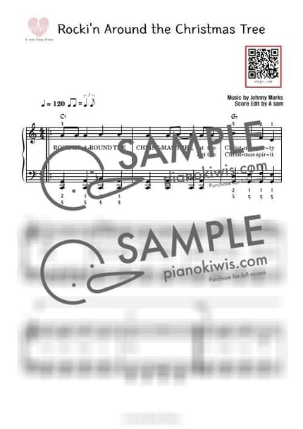 楽譜 > Rockin' Around The Christmas Tree / 初級 - Brenda Lee · キャロル by A 楽譜画像-0