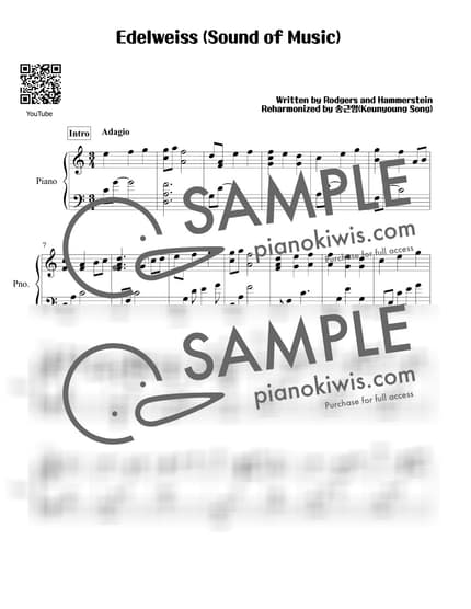 Score > Edelweiss - Richard Rodgers, Oscar Hammerstein II · The Sound Of Music OST by 피아니스트 송근영 Pianist Keunyoung Song Sheet music image-0