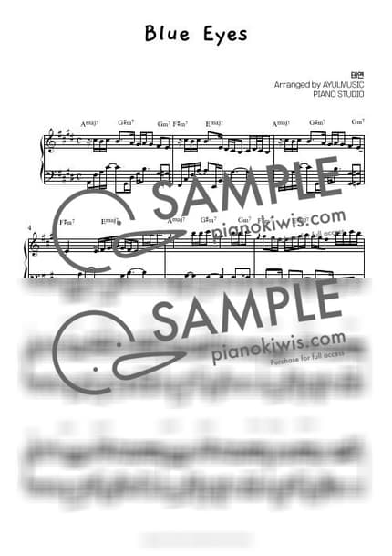 Score > Blue Eyes / 1절 피아노 악보 - TAEYEON by AYULMUSIC Sheet music image-0