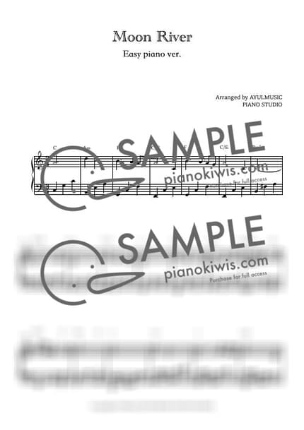 악보 > Moon River / 쉬운 피아노 악보 - Henry Mancini · 티파니에서 아침을 OST by 아율뮤직 악보 이미지-0