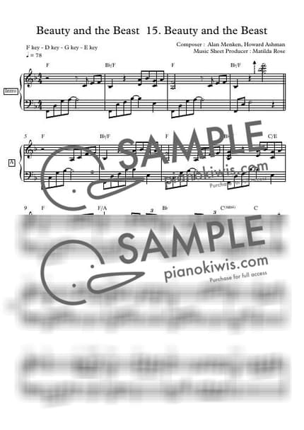 Score > Beauty And The Beast / Ending Credit Ver. - Alan Menken · Beauty and the Beast OST by Matilda Rose Sheet music image-0