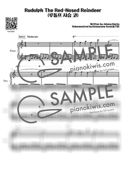 Score > Rudolph the Red Nosed Reindeer - Johnny Marks by 피아니스트 송근영 Pianist Keunyoung Song Sheet music image-0