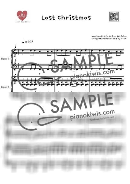 Score > Last Christmas / 다장조, 포핸즈 - Wham! · Carol by A Sheet music image-0