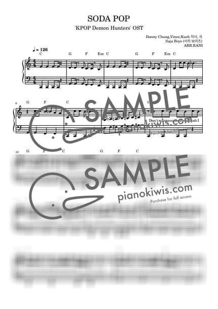 악보 > Soda Pop / 다장조 - 사자 보이즈 · 케이팝 데몬 헌터스 OST by 라니스코어 악보 이미지-0