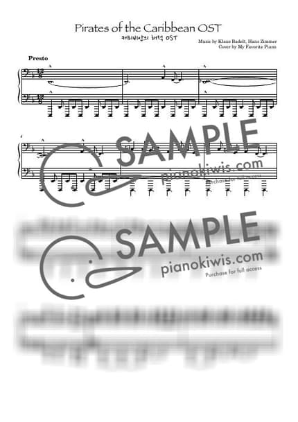 악보 > He's A Pirate / 어려운 고급 악보 - Hans Zimmer · 캐리비안의 해적 OST by My Favorite Piano 악보 이미지-0
