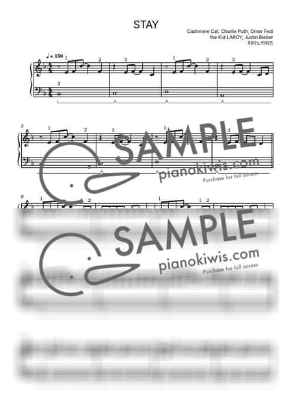 楽譜 > Stay / 初級 - the Kid LAROY, Justin Bieber by PianoKiwis 楽譜画像-0