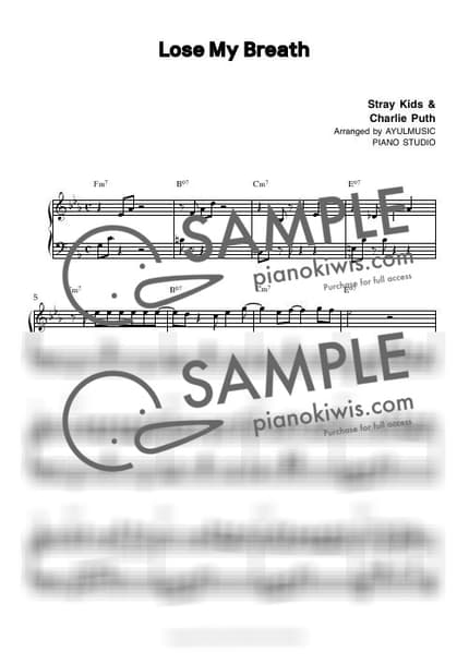 楽譜 > Lose My Breath (Feat. Charlie Puth) - Stray Kids by 아율뮤직 楽譜画像-0