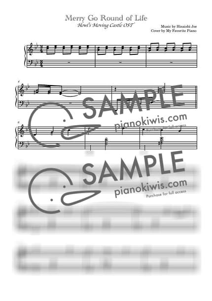 Score > Merry Go Round of Life / Intermediate - Joe Hisaishi · Howl's Moving Castle by My Favorite Piano Sheet music image-0