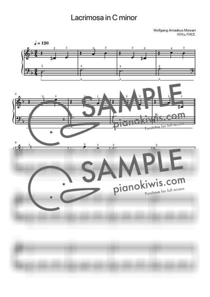 Score > Lacrimosa / Beginner - W. A. Mozart by PianoKiwis Sheet music image-0