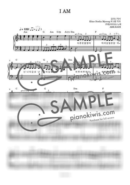 악보 > I AM / 다장조 - IVE by 라니스코어 악보 이미지-0