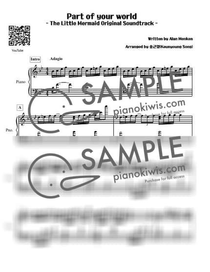 Score > Part Of Your World - Alan Menken · The Little Mermaid OST by 피아니스트 송근영 Pianist Keunyoung Song Sheet music image-0