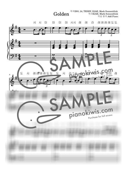Score > Golden / Easy - HUNTR/X · KPop Demon Hunters OST by Add Piano Sheet music image-0