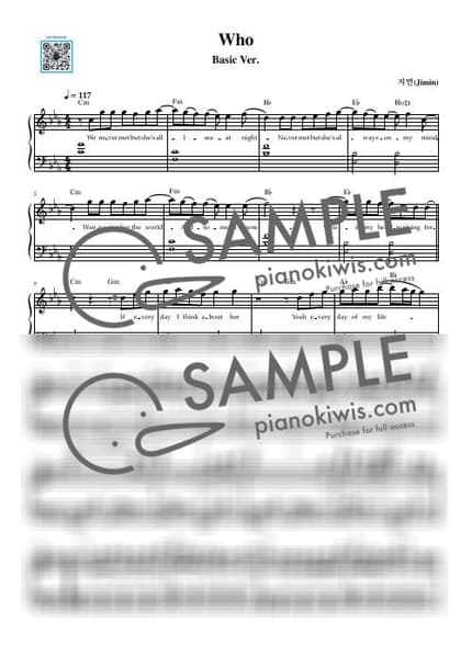 Score > Who / Easy - JIMIN by 듣다뮤직 DEUTDAMUSIC Sheet music image-0
