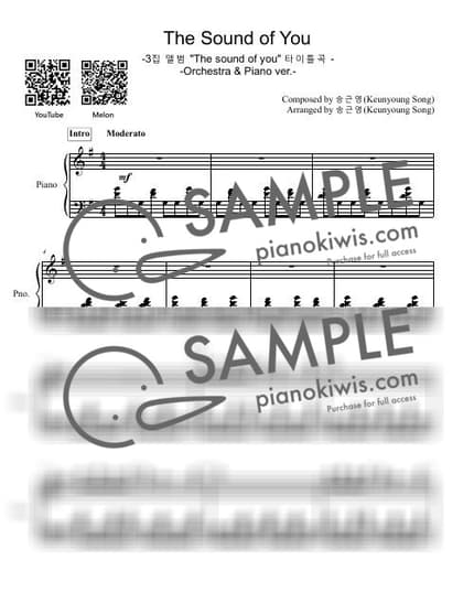 악보 > The Sound of You / Orchestra & Piano ver. - 송근영 by 피아니스트 송근영 Pianist Keunyoung Song 악보 이미지-0