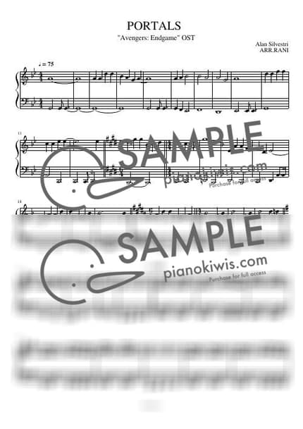 악보 > Portals / 쉬운버전 - Alan Silvestri · 어벤져스 OST by 라니스코어 악보 이미지-0