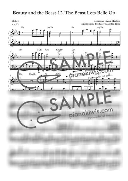Score > The Beast Lets Belle Go / Disney Piano - Alan Menken · Beauty and the Beast OST by Matilda Rose Sheet music image-0