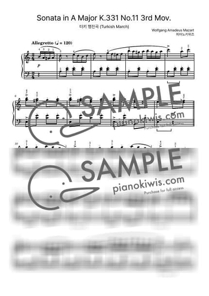 Score > Turkish March / Intermediate - W. A. Mozart by PianoKiwis Sheet music image-0