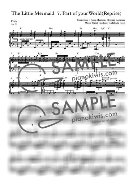 Score > Part of Your World (Reprise) / Disney Piano - Alan Menken · The Little Mermaid OST by Matilda Rose Sheet music image-0