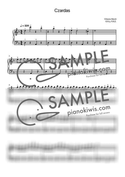 악보 > 차르다시 / 초급 - 몬티 (V. Monti) by 피아노키위즈 악보 이미지-0