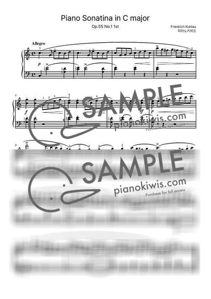 Score > Sonatina in C Major, Op.55 No.1 / 1악장 - F. Kuhlau by PianoKiwis Sheet music image-0