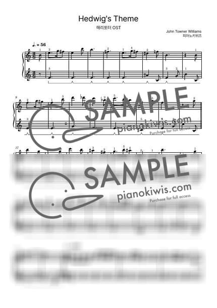 Score > Hedwig's Theme / Intermediate - John Williams · Harry Potter OST by PianoKiwis Sheet music image-0